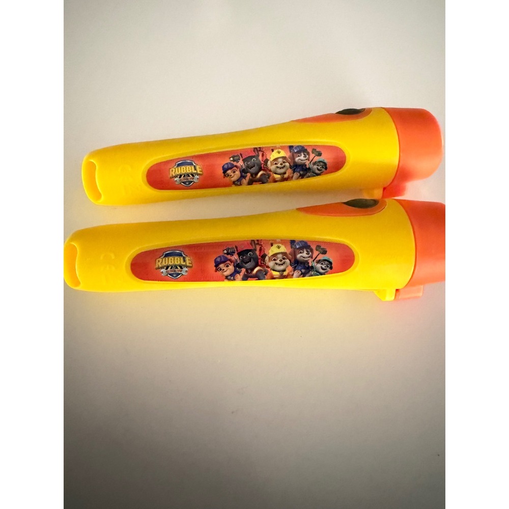 Paw Patrol Rubble & Crew Kids Flashlight Set of 2 Construction Pups working